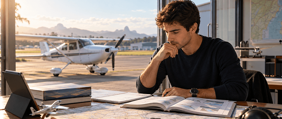 Banner do artigo Prova teórica da ANAC para Piloto Privado: como funciona e dicas para passar (Versão Desktop)