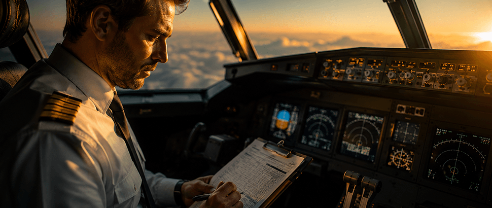 Banner do artigo Quantos voos um piloto realiza por dia? Entenda como funciona a rotina de trabalho dos pilotos (Versão Desktop)